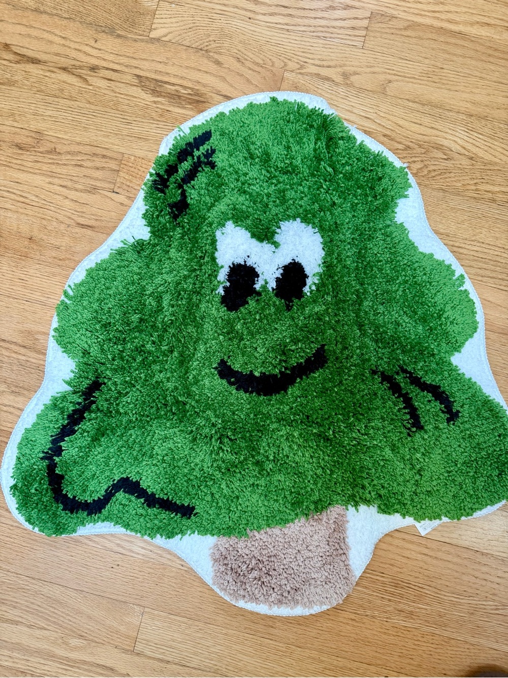 New Green Tree Shaggy Rug with Smiling Face Dorm Kid Holiday